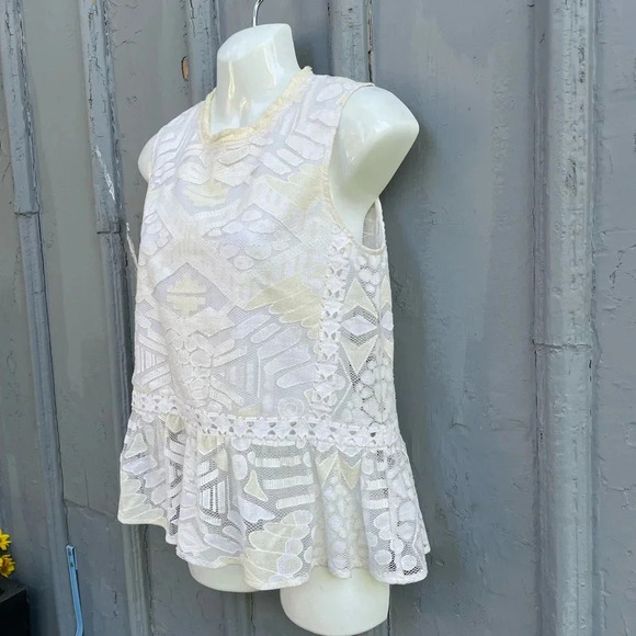 Sea NY Lace Peplum Top, ecru, sz 2 - Picture 5 of 9